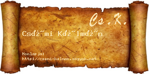 Csémi Kálmán névjegykártya
